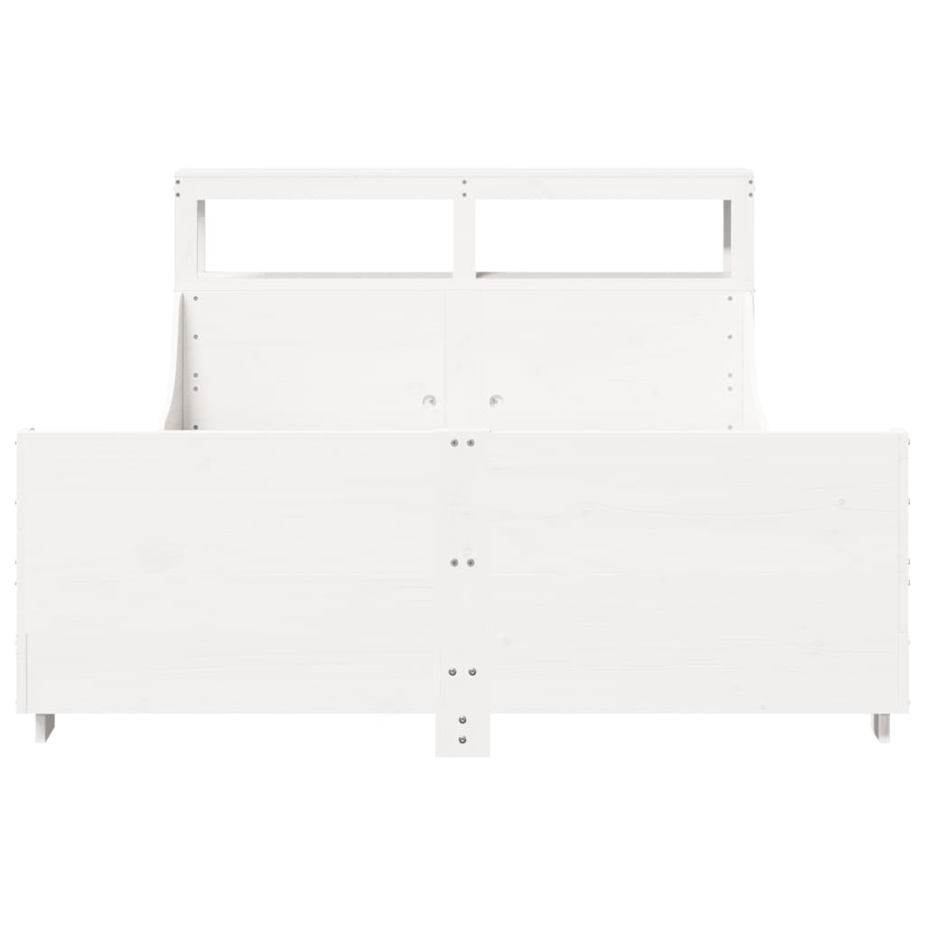 Bed Frame without Mattress White 135x190 cm Double Solid Wood Pine